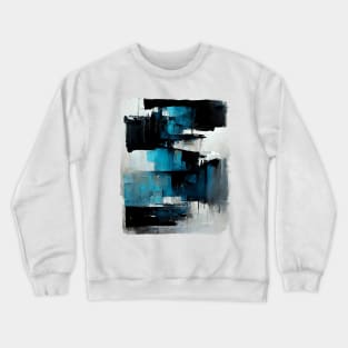 Abstract art painting in cyan, blue gray and black Crewneck Sweatshirt